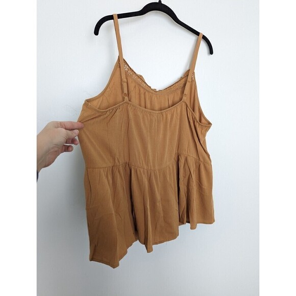 TORRID Gauzy Tank Top Womens Plus‎ Size 3X Tan Flowy Sleeveless Lace Boho NWT - Picture 6 of 11